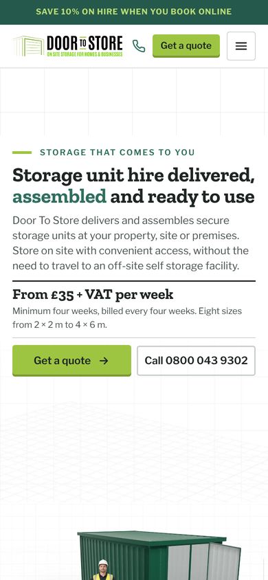 Door To Store website on a phone