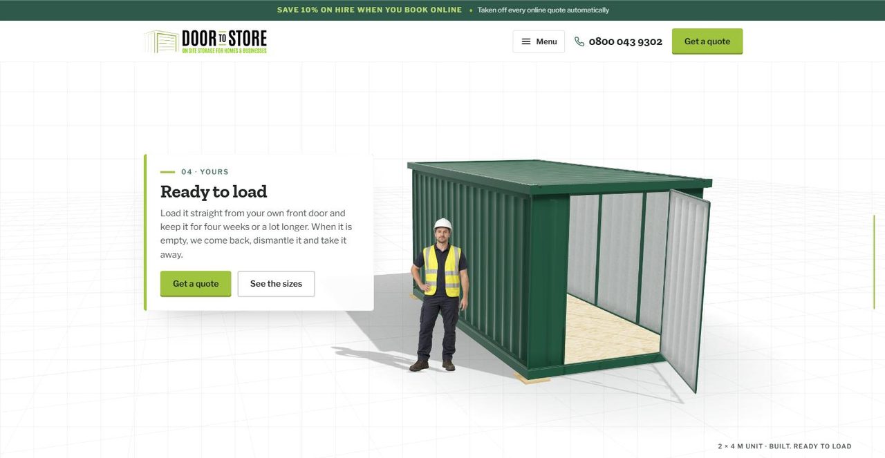 Door To Store website on a desktop screen